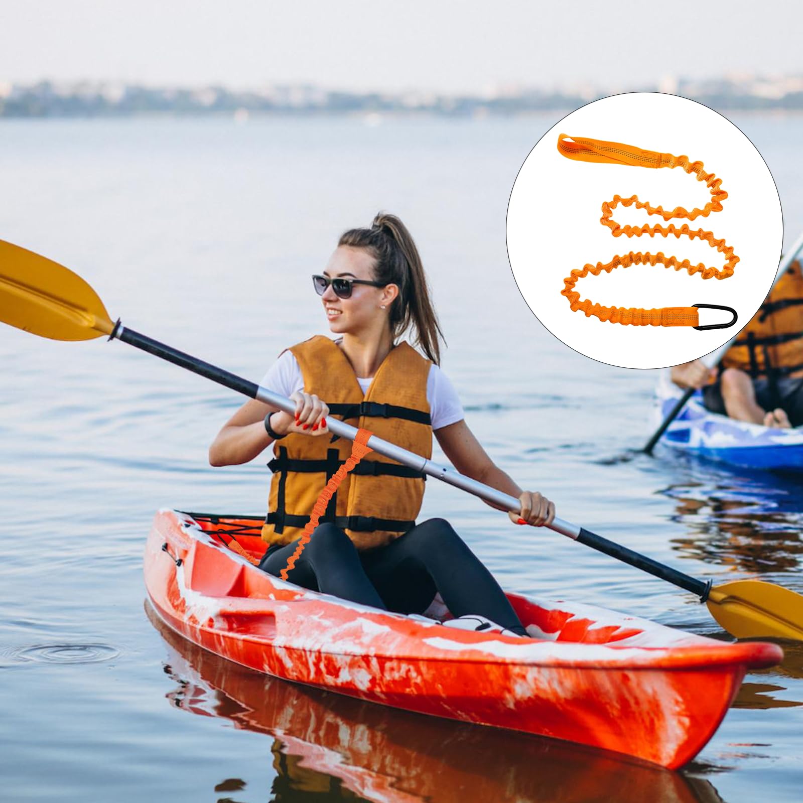 2 Pezzi Guinzaglio per pagaia per Kayak,1.5m Estensibile Kayak Paddle Leash con Moschettone per Canoa, Barca,Kayak