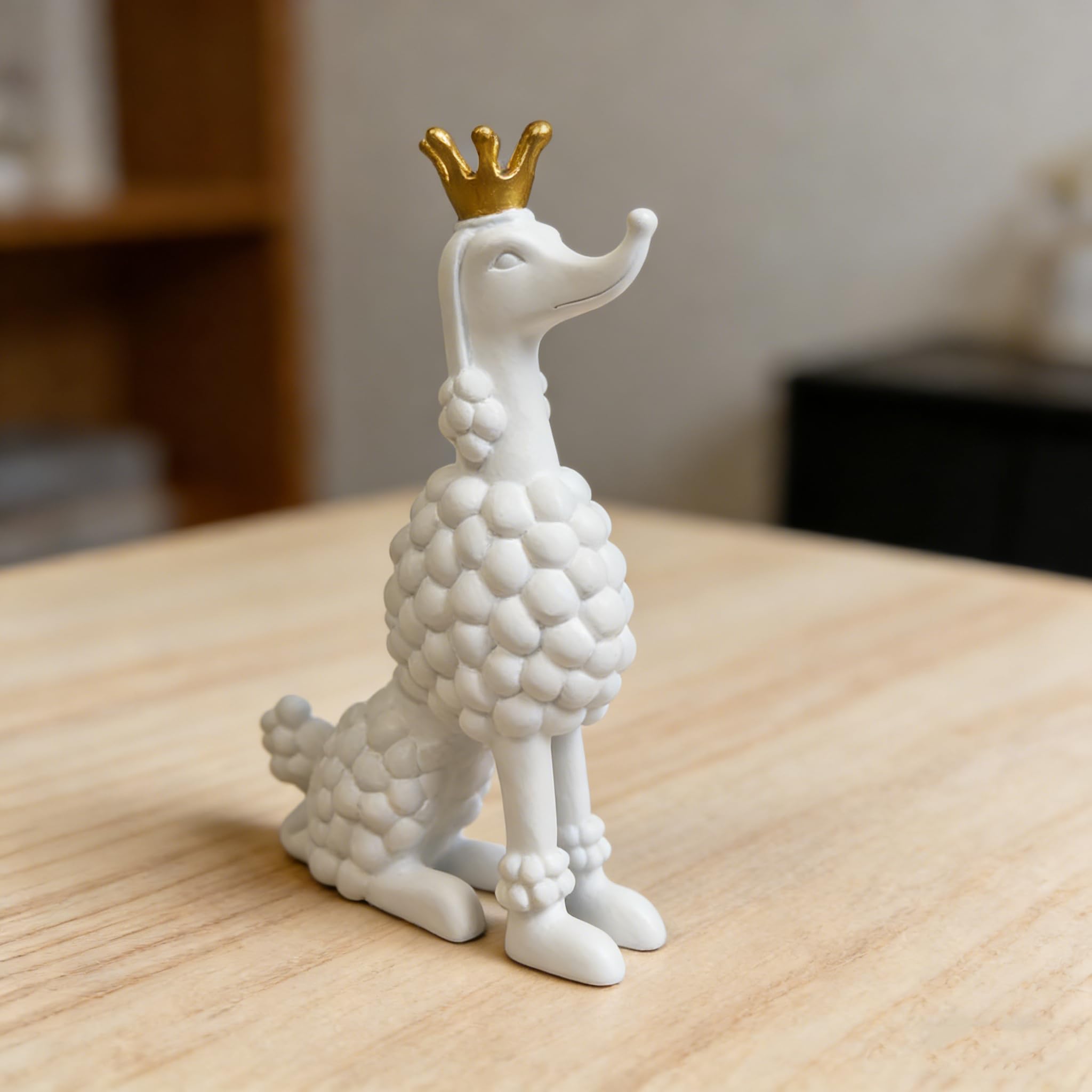 Amazon.com: Gold Crown Poodle Figurine Small Home Decor White