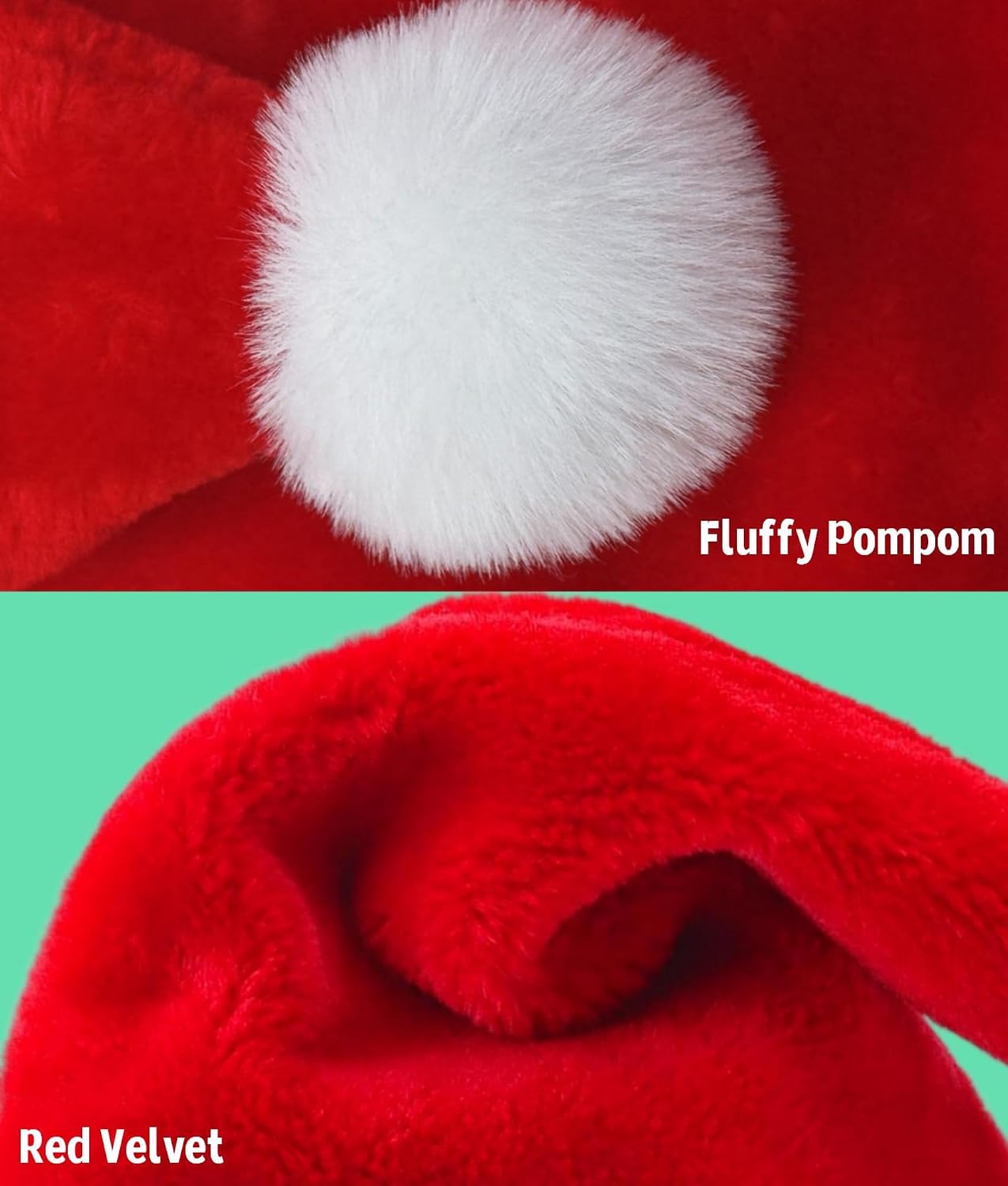 Christmas Hat Santa Hats for Adults Unisex Red Velvet Extra Thicken Xmas Hat for New Year Festive Holiday Party