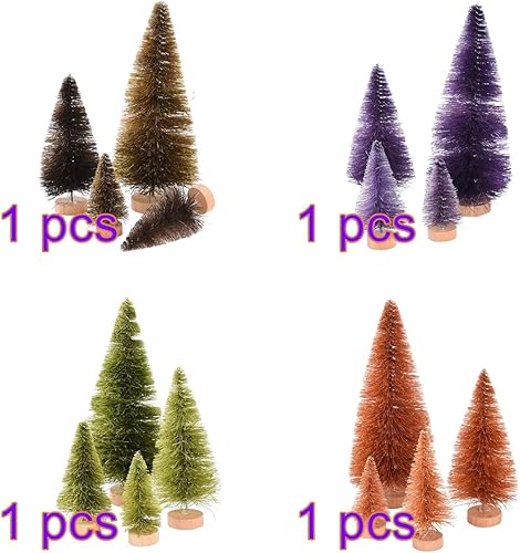 Miniatura 2 de MSUIINT 16 piezas de mini árboles de Navidad artificiales, cepillo para botellas de árboles de Navidad esmerilados de sisal en miniatura, mini