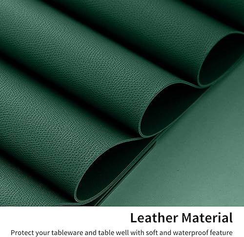 Miniatura 9 de Herda Juego de 4 manteles individuales de cuero para mesa, lavables, lavables, impermeables, para interiores, hogar, cocina, comedor, fácil de