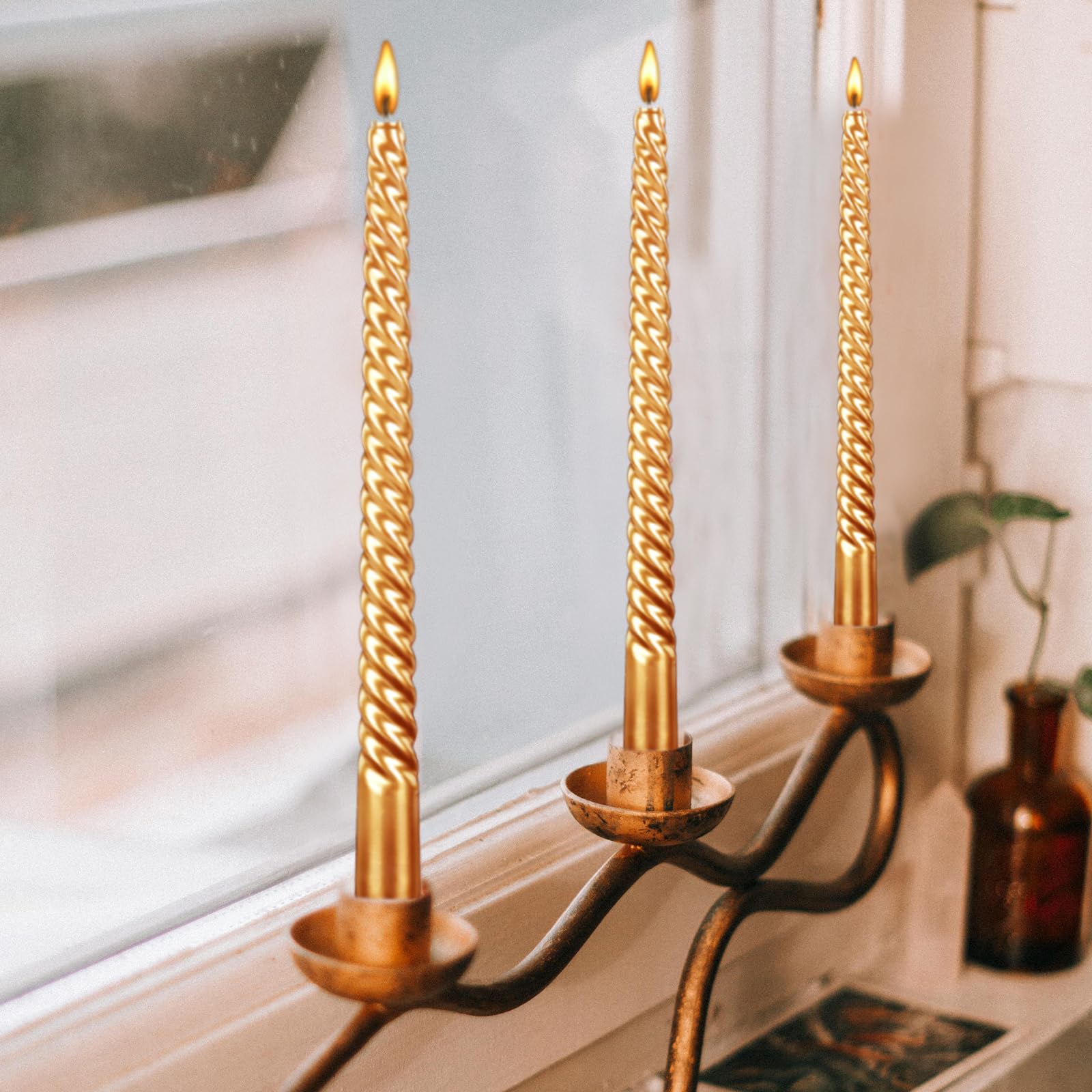 Best Lucite Candles for a Modern Table in 2026 2 Kandelo 10 Inch Taper Spiral Candle Set of 4 - Tapered, Long, Smokeless, 8 Hr Bu — product photo