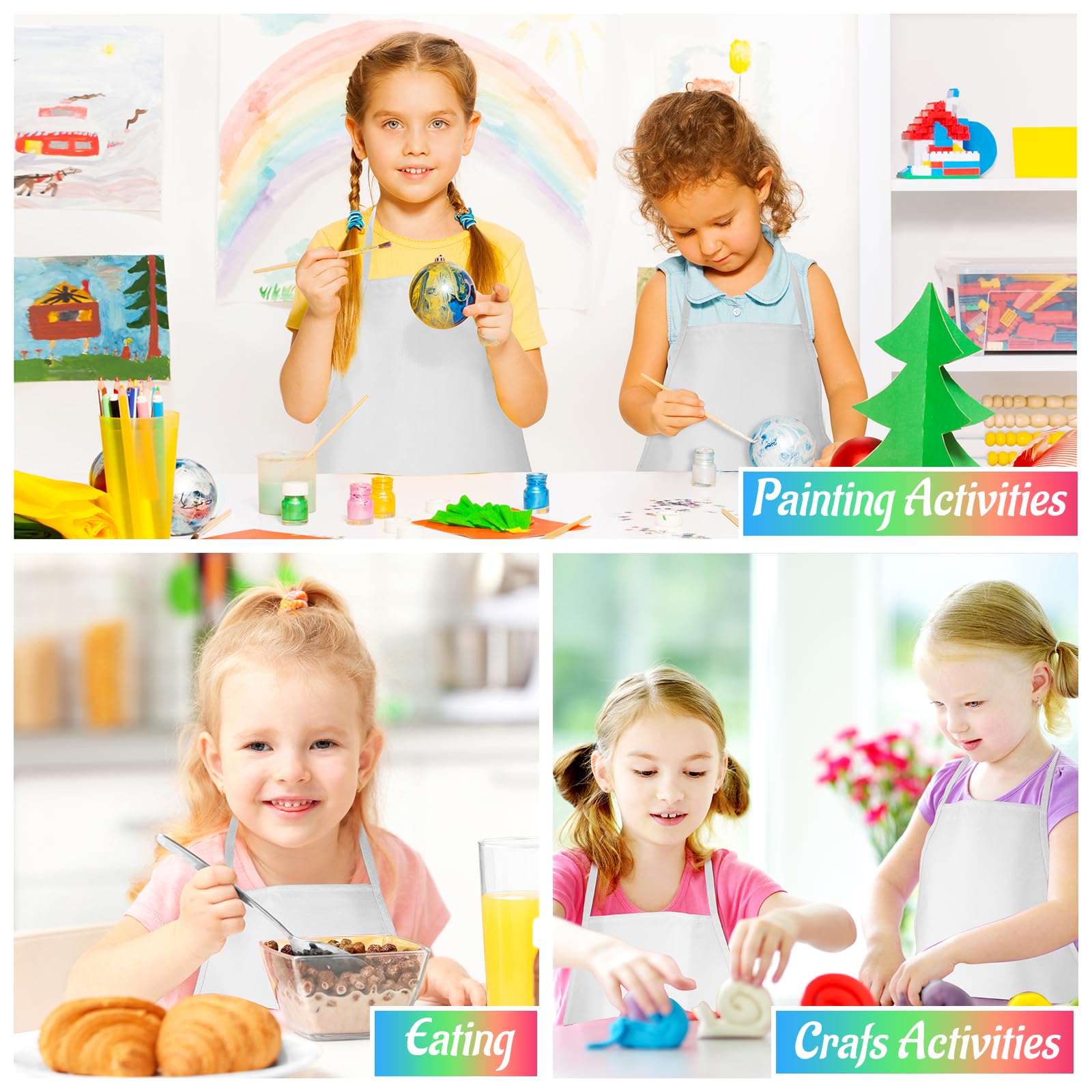 NACHLYNN Lot de 10/20/30 tabliers de peinture pour enfants avec 2 poches pour la cuisine, la peinture, l'artisanat