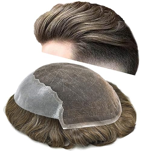 RESHE Swiss Lace Hair System Toupee For Men Hairpieces Real Human Hair Replacement System Mens Hair Piece Protesis Capilar Para Hombre8''X10''