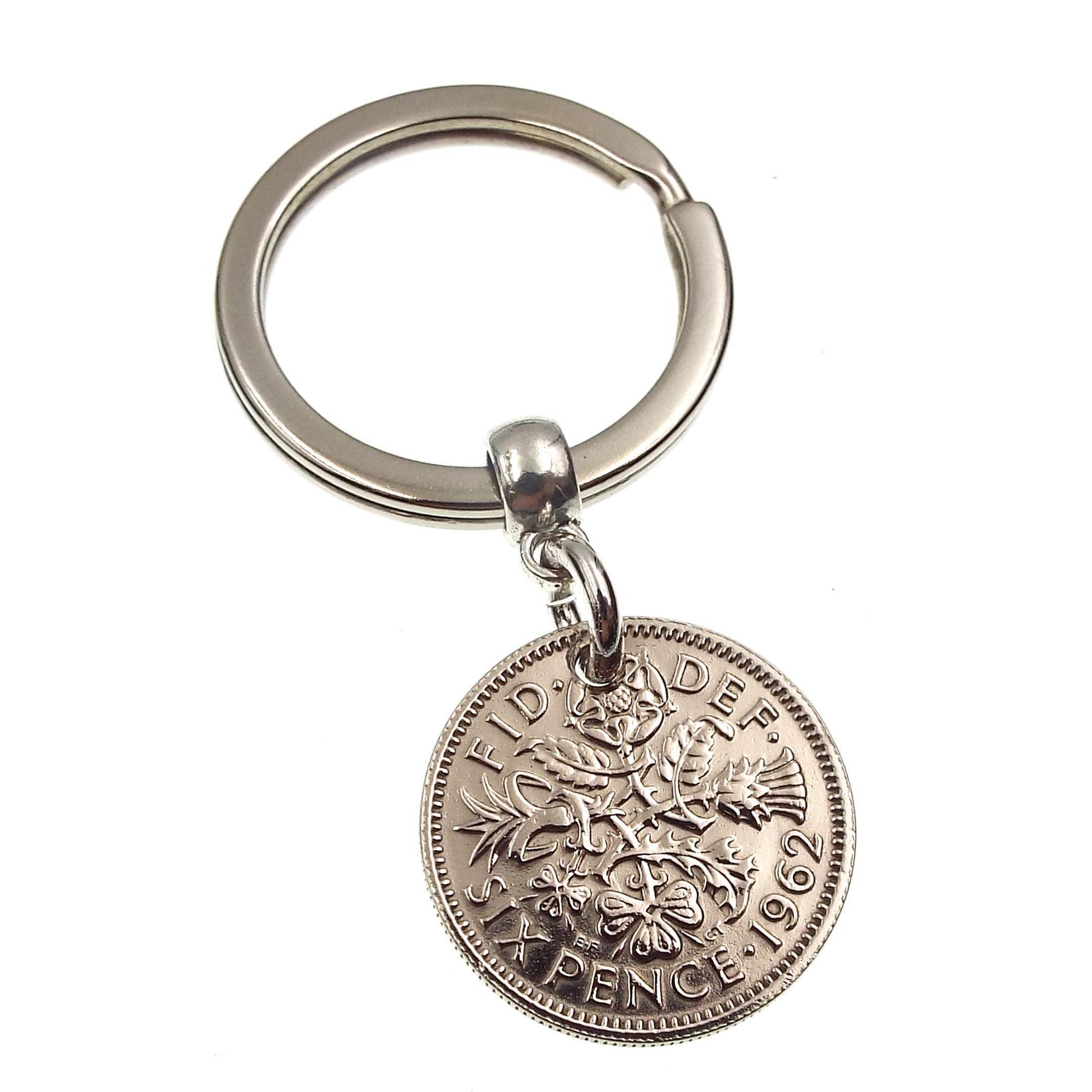 A Silver Dream 1962 Sixpence Coin Keyring