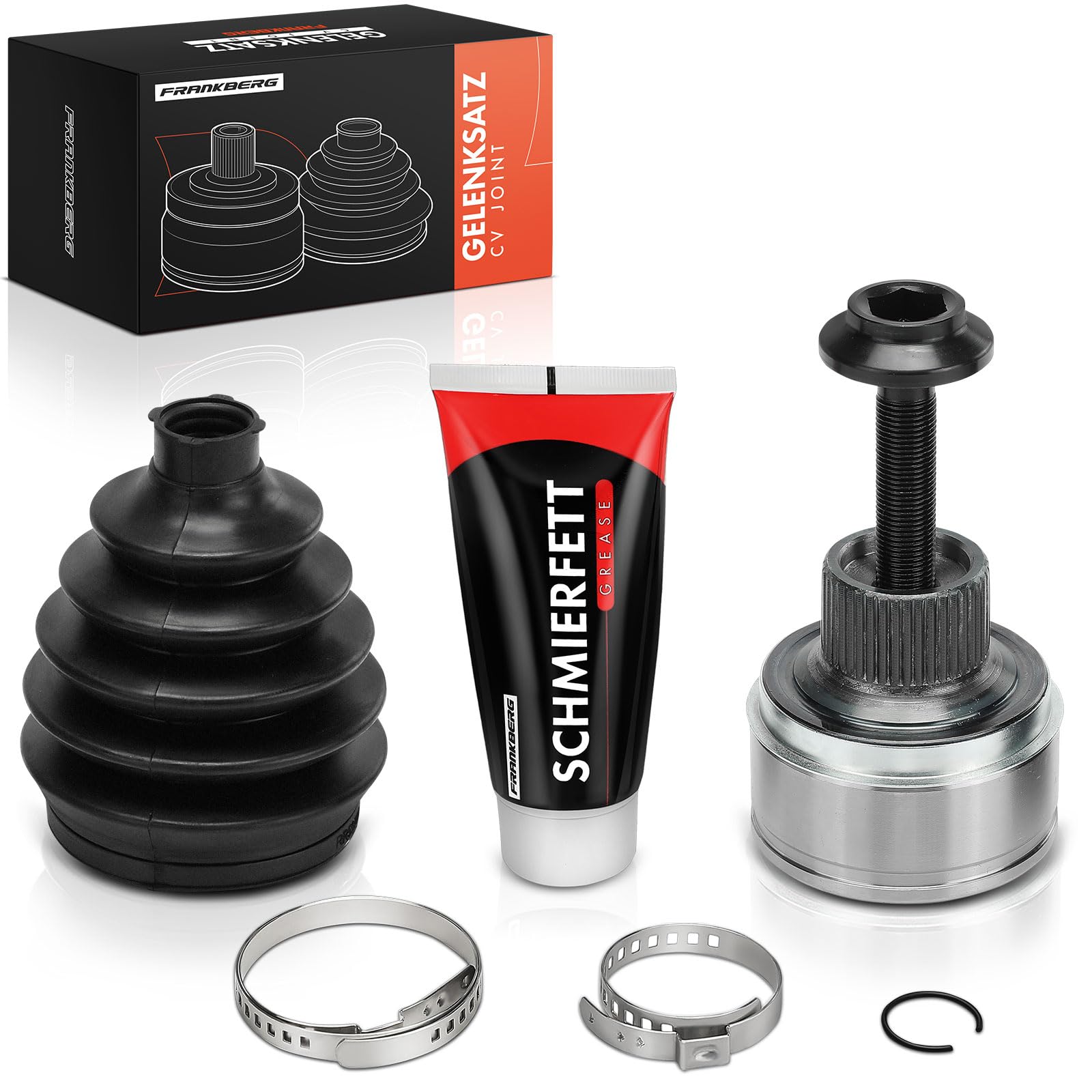 Frankberg Kit Giunti Semiasse lato ruota anteriore Compatibile con A4 8K2 1.8L 2.0L 2009-2015 A4 Allroad 8KH 2.0L 2009-2016 A5 8T3 2.0L 2011-2017 Q5 8RB 2.0L 2009-2017 Replace# 8R0498099