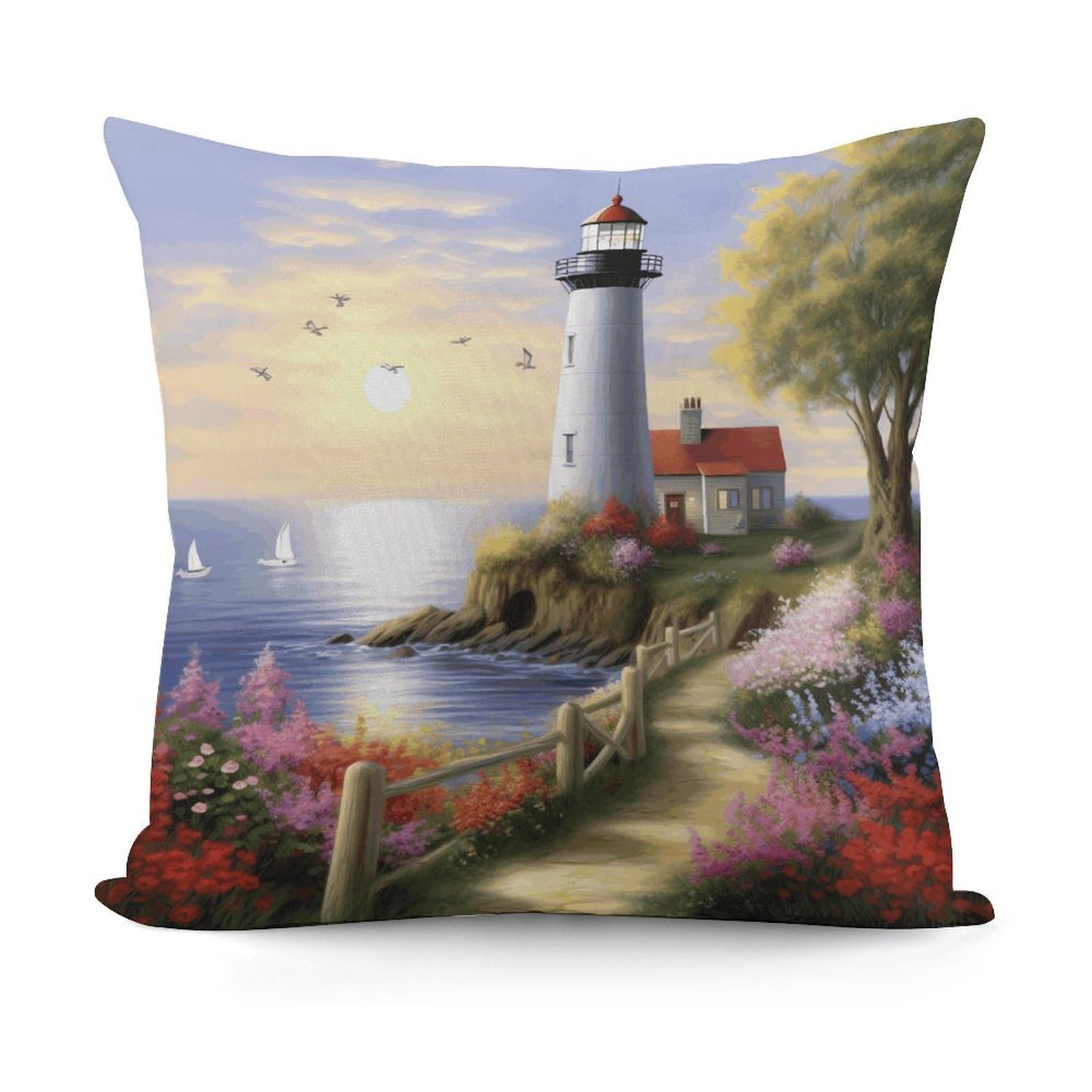 VstaDank Lighthouse Diamond Painting Throw Pillow Covers Fade-Resistant Plush Pillow Case Cozy Square Cushion Case Removable Pillowcase Exquisite Pillow Shams Soft Pillow Protector 18"x18"