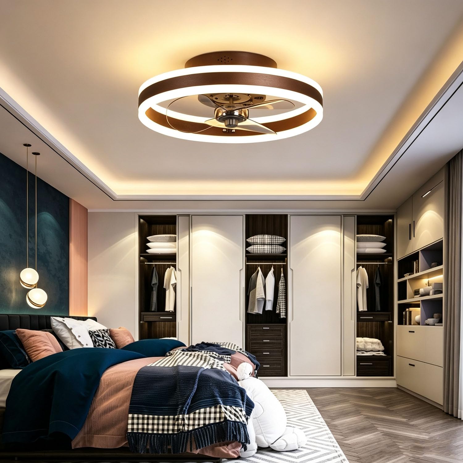Piptyllite Modern Minimalist Ceiling Fan Light, 2-in-1 Fan & Light for Living Room and Dining Room,Gold