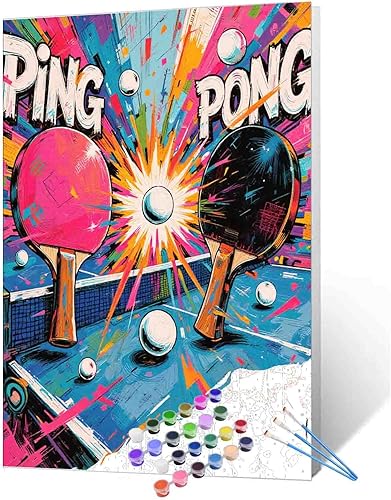 Vista 24 de Pintura de bricolaje por números para adultos y niños, pintura colorida de rugby por números, pintura acrílica por números, kit de pintura