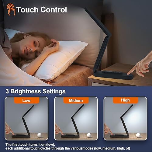 Miniatura 2 de Lámpara LED de escritorio para oficina, hogar y lámpara con pilas, lámpara recargable, luz plegable y portátil, tira de luz LED de escritorio, 3