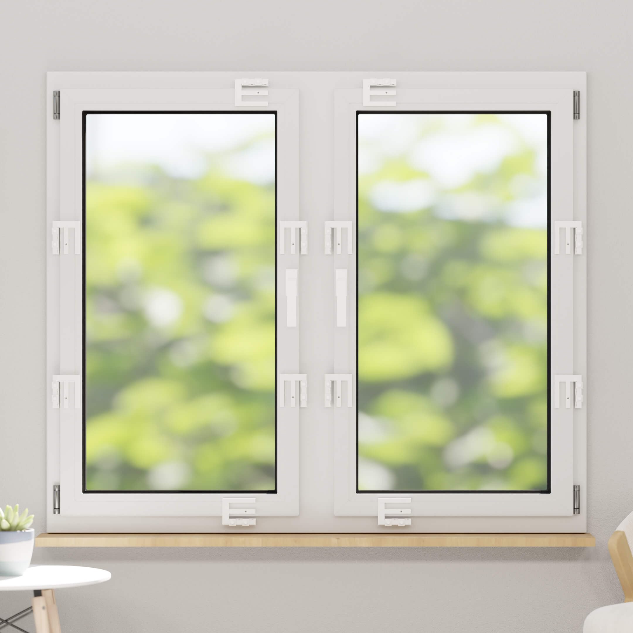 EM3 weiss, Fenstersicherung für Fenster oder Türen aus Kunststoff/Holz/Aluminium, Einbruchschutz DIN zertifiziert, hochwertiger massiver Stahl, 6er Set
