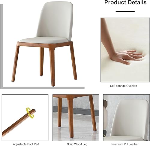 Vista 67 de Juego de 2 sillas de comedor, modernas patas doradas de piel sintética para comedor, cocina, comedor (beige)