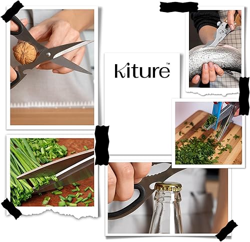 Miniatura 8 de Tijera de cocina resistente con tijeras multiusos y para hierbas, acero inoxidable 420 para pollo, carne, pescado y aves de corral, juego de regalo