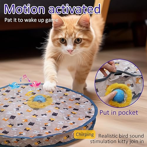 Miniatura 2 de Pelota interactiva para gatos que rueda rápidamente en la bolsa, juguete para gatos que se activa con el movimiento, juguete para atrapar el ratón y