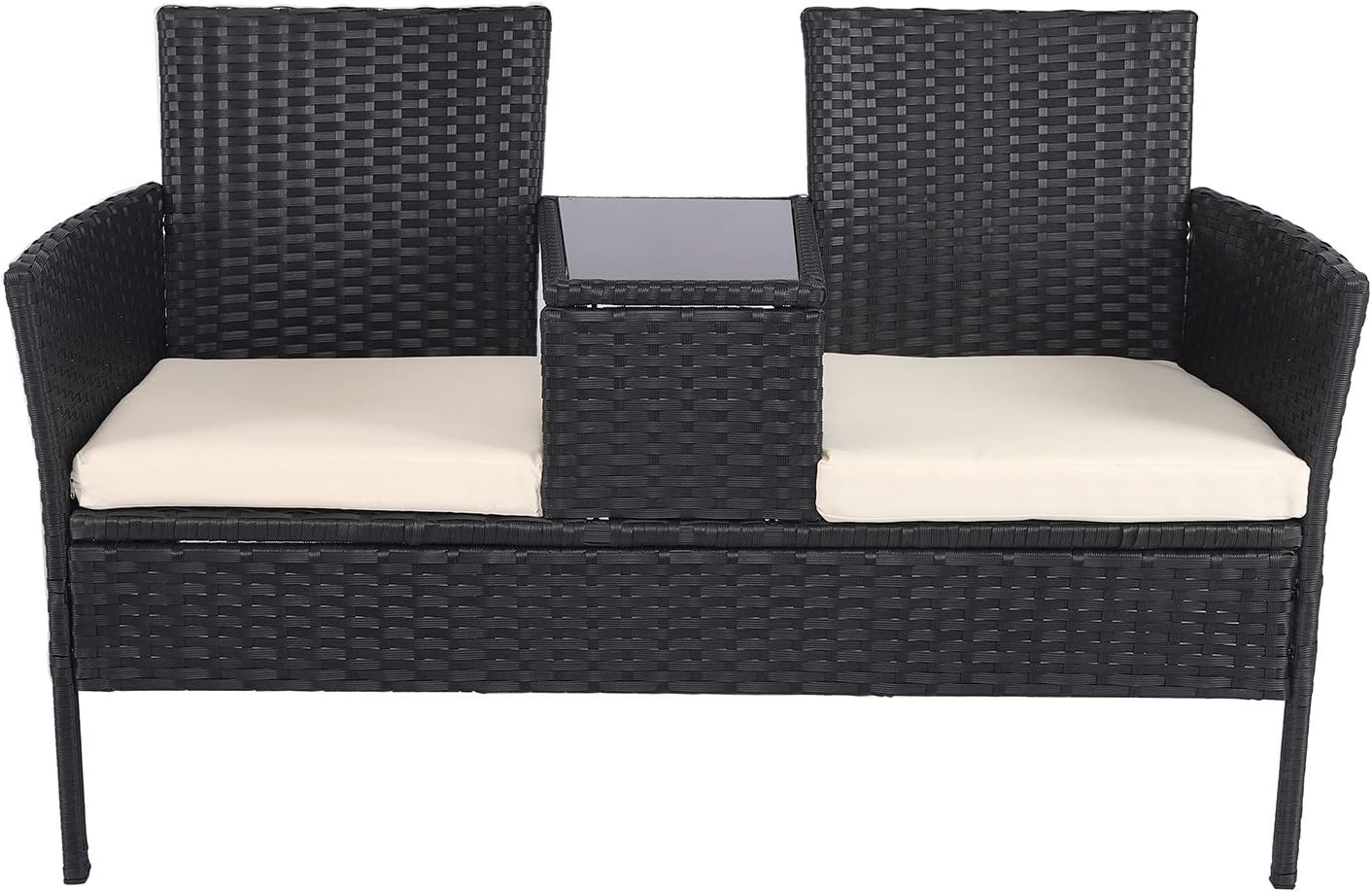 Strandgut mile 2 Seater Polyrattan Table Black Bench