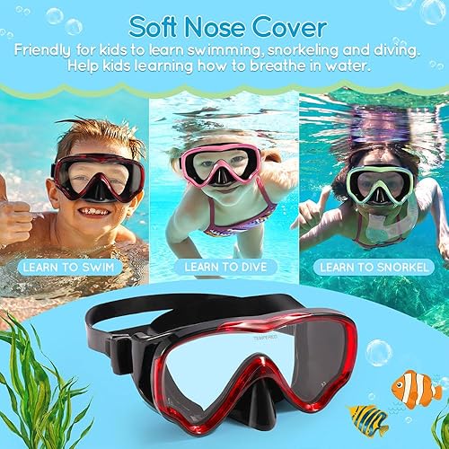 Miniatura 3 de Máscara de buceo para niños, gafas de natación antivaho y antifugas, gafas de esnórquel, impermeable, duradera, máscara de vidrio templado para