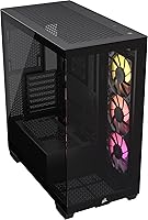 Corsair 3500X ARGB Mid-Tower ATX PC Case - Panoramic Tempered Glass, 3x RS120 ARGB Fans, Reverse Motherboard Compatible - Black