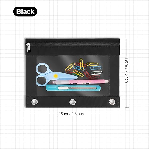 Miniatura 2 de IKAYAS Paquete de 40 bolsas negras para lápices de 3 anillos con cremallera a granel, 3 bolsas de lápices para carpetas de anillos, estuche para