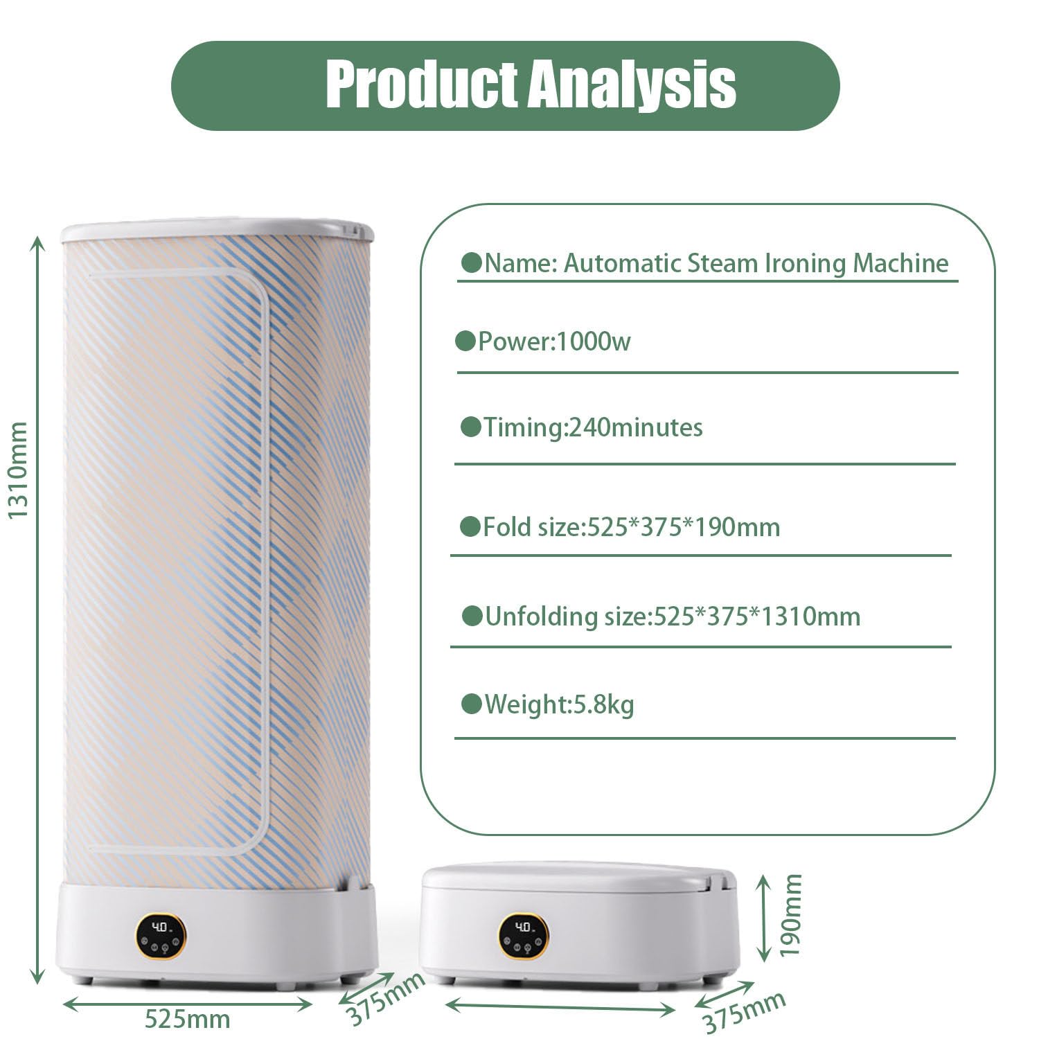 Przenośna suszarka do ubrań, automatyczna bezprzewodowa szafa parowa o mocy 1000 W, składana suszarka do ubrań, cyrkulacyjny przepływ ciepła 360°, do ubrań i tkanin
