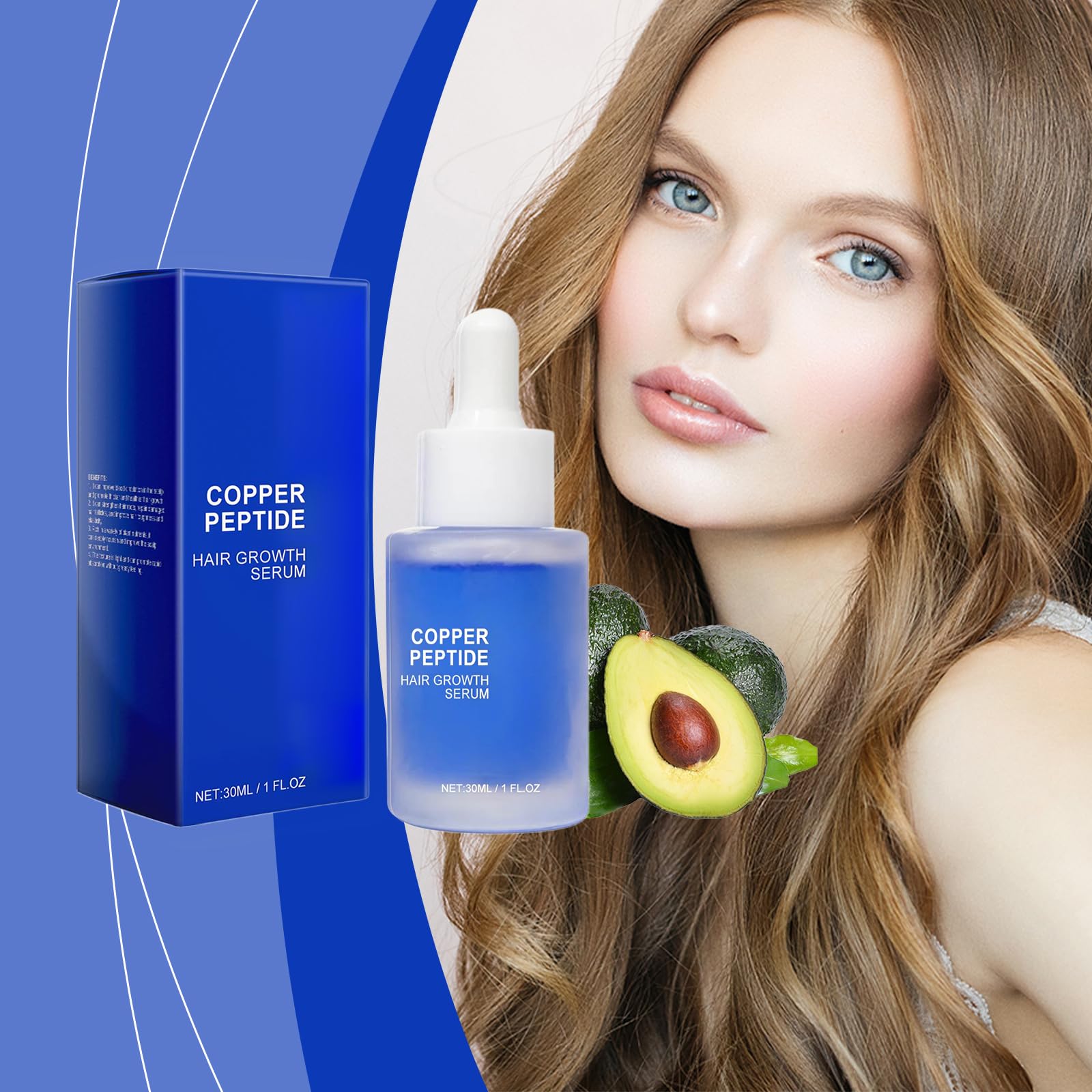 Miedziane peptydy serum do włosów, 2 szt. Serum do leczenia wypadania włosów, wzmacnia korzenie włosów, odżywia skórę głowy, rewitalizująca pielęgnacja włosów, odpowiednia dla mężczyzn i kobiet