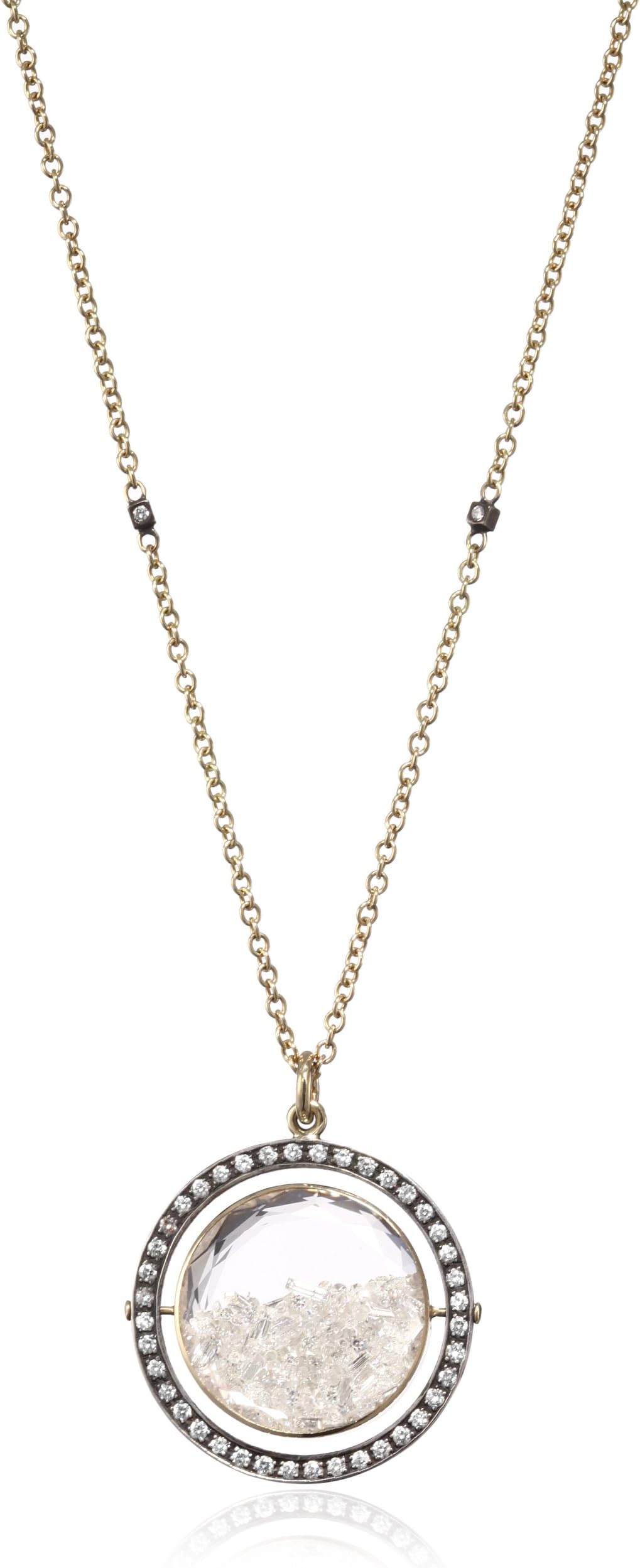 Moritz Glik "Kaleidoscope" 18K Yellow Gold Floating White Diamond Orbit Pendant Necklace