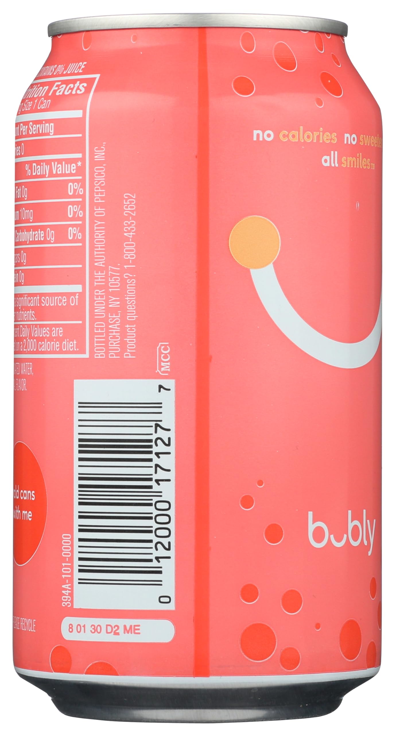 Bubly Sparkling Water, Grapefruit, 12 oz