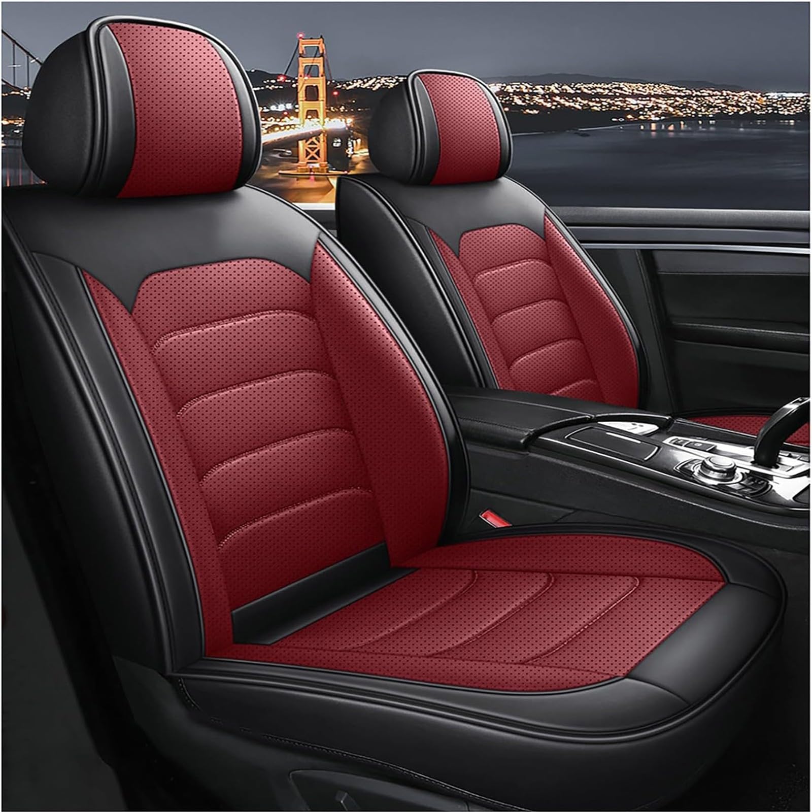 Leather Seat Covers Full Set for Toyota Yaris Cross Hybrid 2021-2025, Waterproof Five Seater Cars Protector Seat Cover Non-Slip Comfortable All Season Front Seats Back Seat Cover