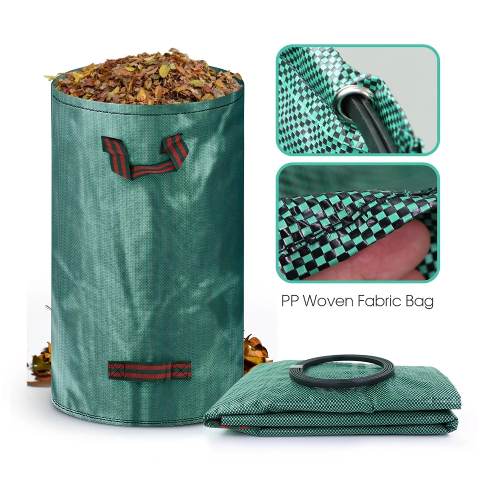 2 Stück 60L-500L Wiederverwendbarer PP-Stoff-Gartensack, Große Kapazität, Laubsack, Leichter Müll, Faltbar, For Im Freien FüR Laub(45x76cm-120L)