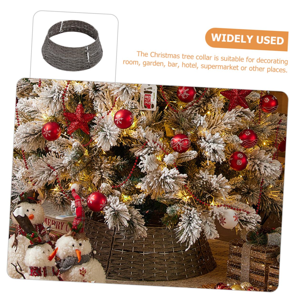 Toyvian Falda de Árbol de Navidad Pequeña Gris Cubierta Base Árbol Navideño Rústica Decoración Navideña para Interior y Exterior Collar Accesorio para Habitaciones y Fiestas