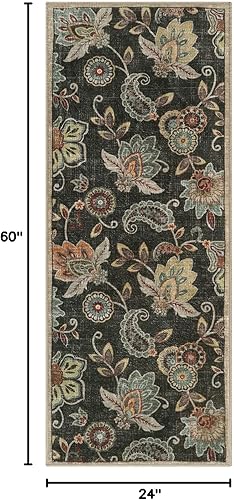 Miniatura 64 de Morebes Alfombras florales para puerta de entrada interior, alfombra pequeña de 2 x 3 pulgadas, antideslizante, alfombras de cachemira lavables