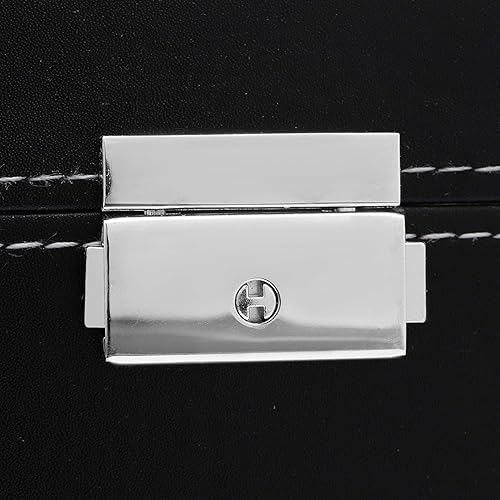 Miniatura 7 de Caja de reloj de cuero y gafas de sol organizador y caja de exhibición de joyas cajón con cerradura organizador negro