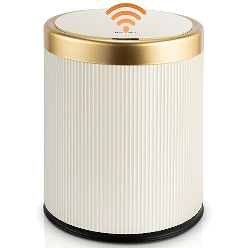 Pukomc Basurero de baño con tapa, sensor de movimiento de 3.5 galones, impermeable, sin contacto, cubos de basura de plástico inteligentes adecuados