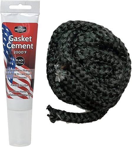 Miniatura 1 de Midwest Hearth, repuesto de junta de grafito impregnado de fibra de vidrio para estufas de leña.