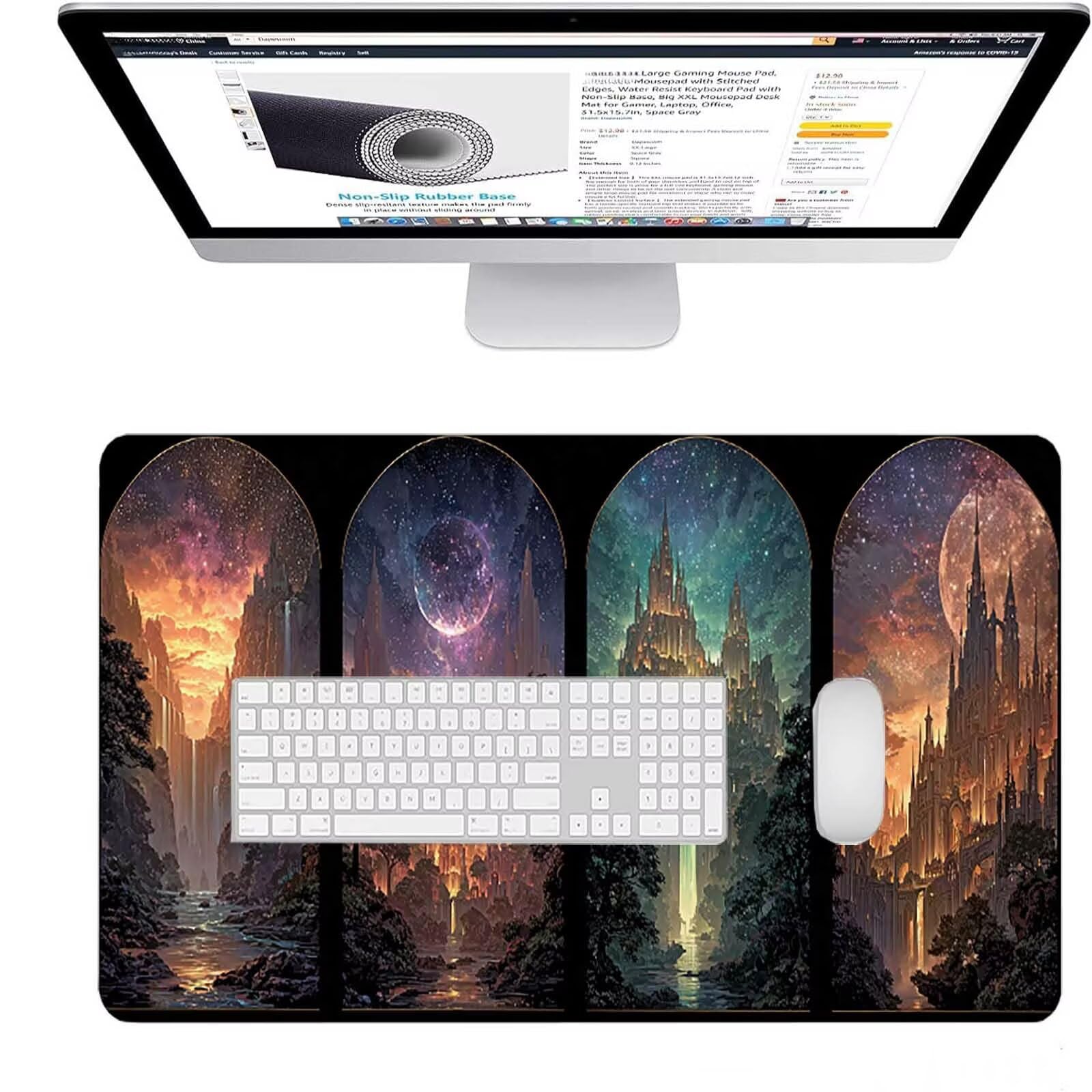 Podkładka pod mysz XXL 1200 x 600 x 3 mm, czarna podkładka pod mysz do gier zamek ochraniacz na biurko ze zszytymi krawędziami, podkładka pod mysz do gier poprawia dokładność i szybkość dla graczy, PC