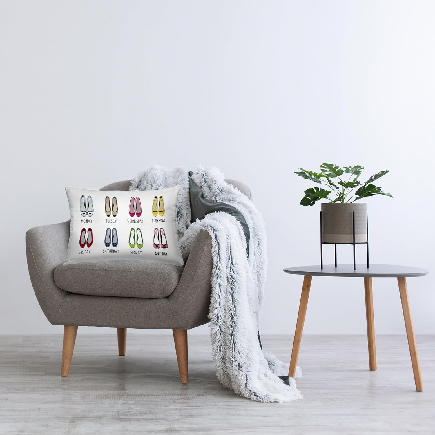 Stupell Industries Shoe Week Days Indoor Printed Throw Pillow, 14 x 20, Multi-Color