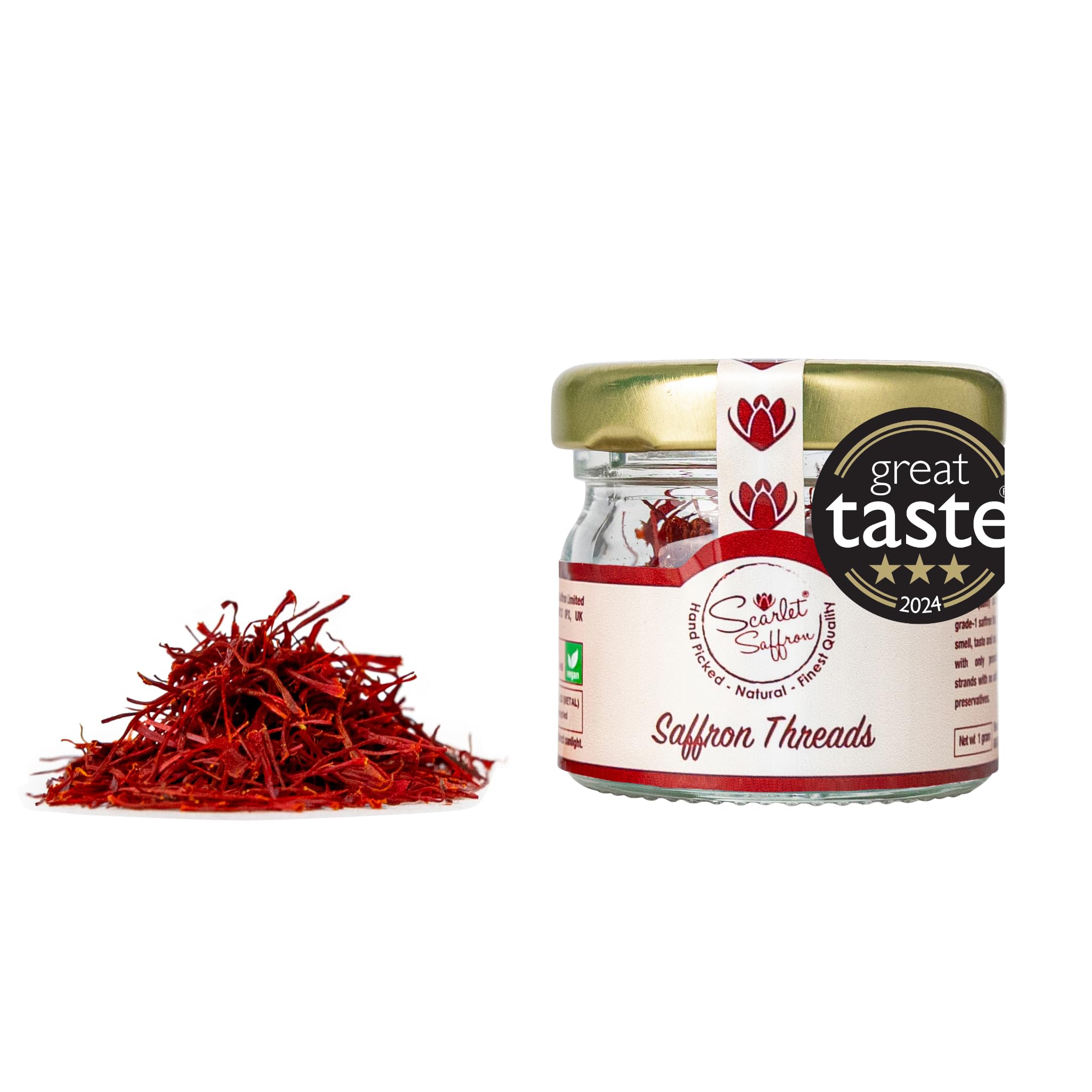 Finest Pure Premium All Red Spanish Saffron Threads, Grade A+, Finest Grade Saffron for Tea, Paella, Rice, Desserts and all Culinary Uses (1 g)