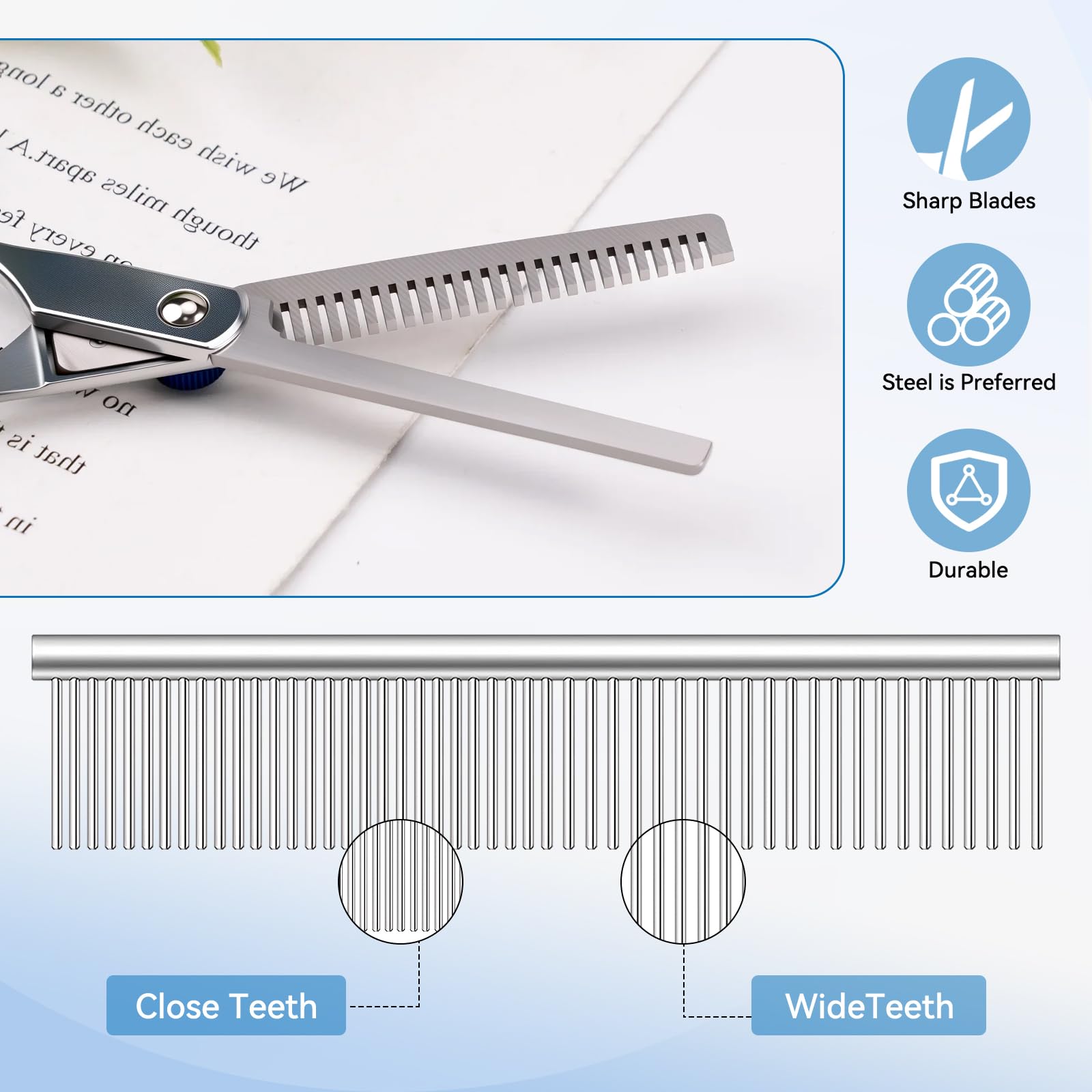 6 Pieces Dog Grooming Curved Scissor for Dog Professional Pet Grooming Scissors with Safety Round Tip Stainless Steel Pet Hair Trimming Scissors Set including Storage Bag - Image 4