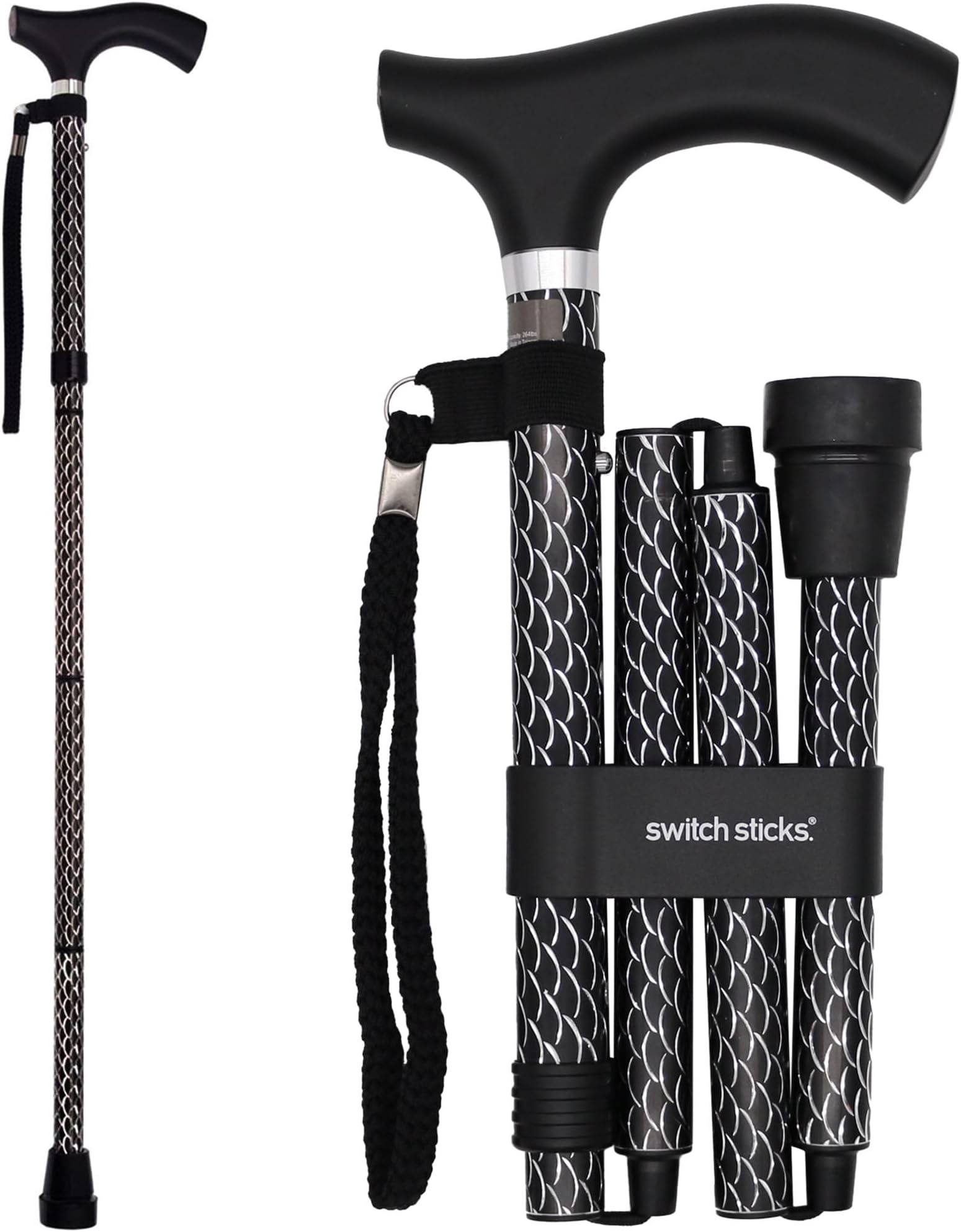 Switch Sticks Walking Cane for Men or Women, Foldable and Adjustable from 32-37 inches