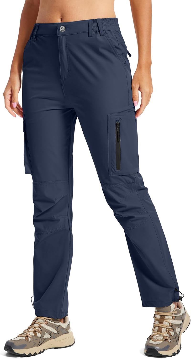 Women's Hiking Cargo Pants Quick Dry Lightweight UPF 50+ Water Resistant Outdoor Travel Work Pants 6 Pockets