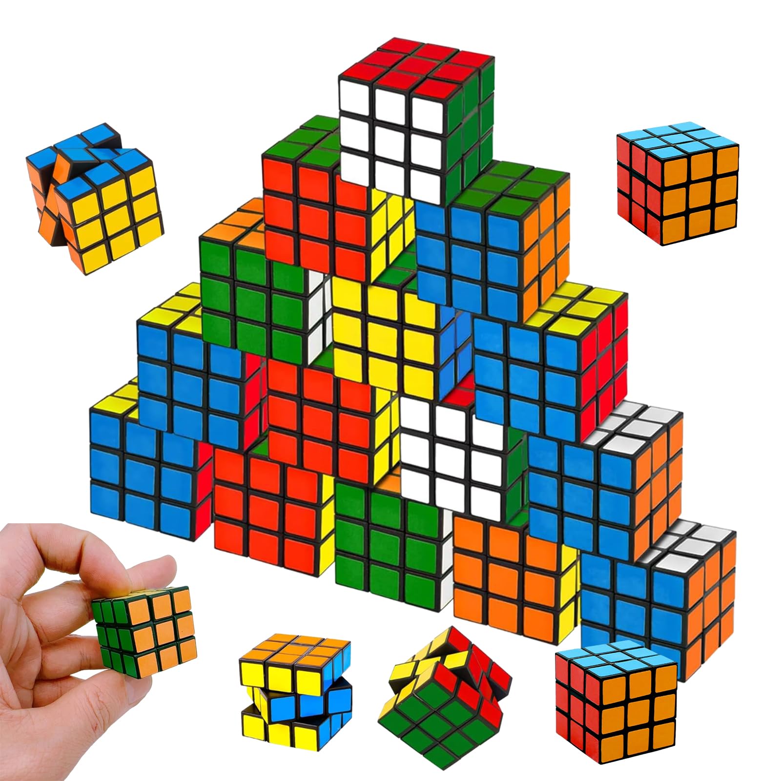 20 Pcs Mini Rubix Cube, Classic Gaming Party Bags Fillers for Boys Girls, Mini Puzzle Cube Keyrings for Prizes Favours Return Gifts