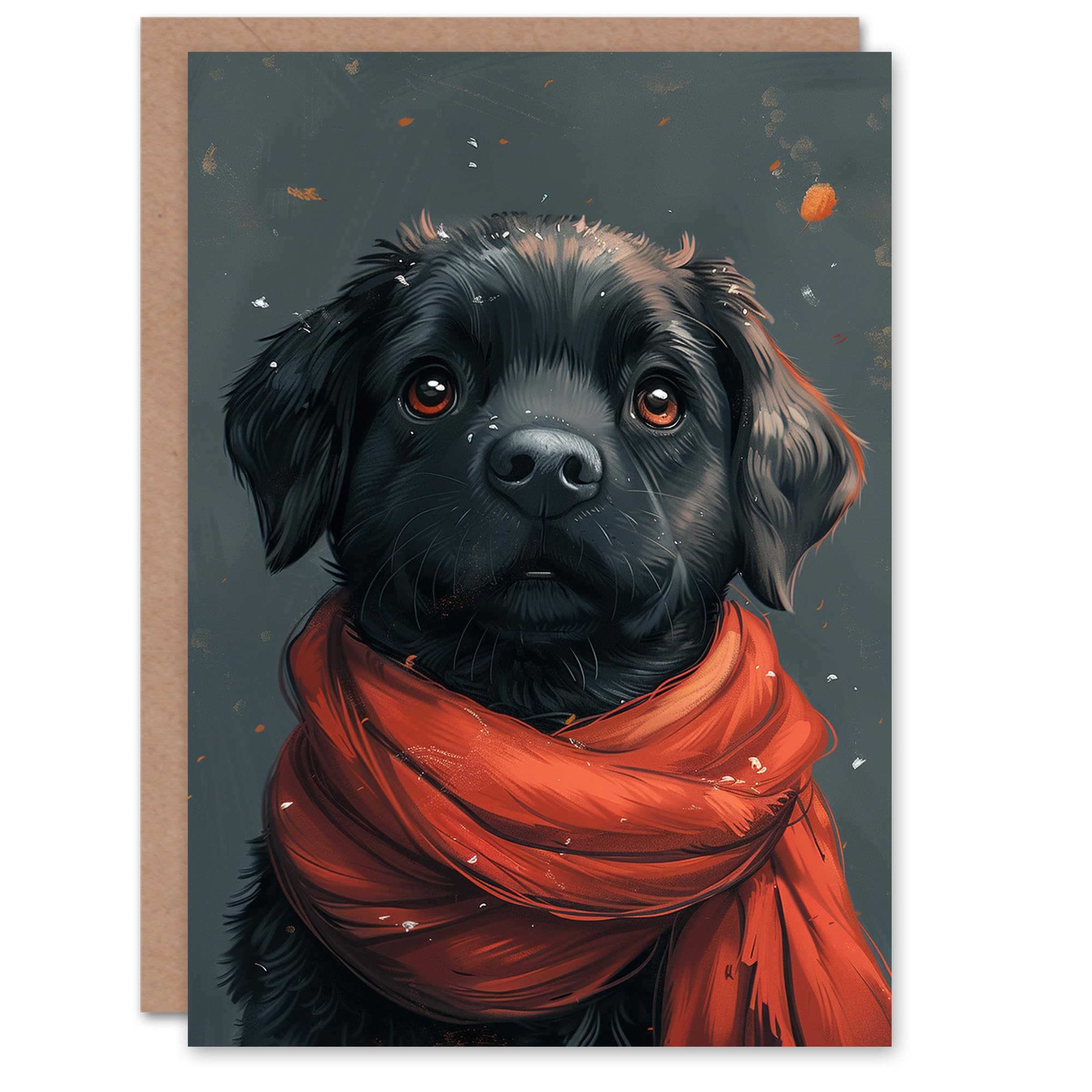 Artery8 Birthday Card Cute Black Labrador Pet Dog Puppy Red Scarf For Son Daughter Girl Boy Kids Happy Card
