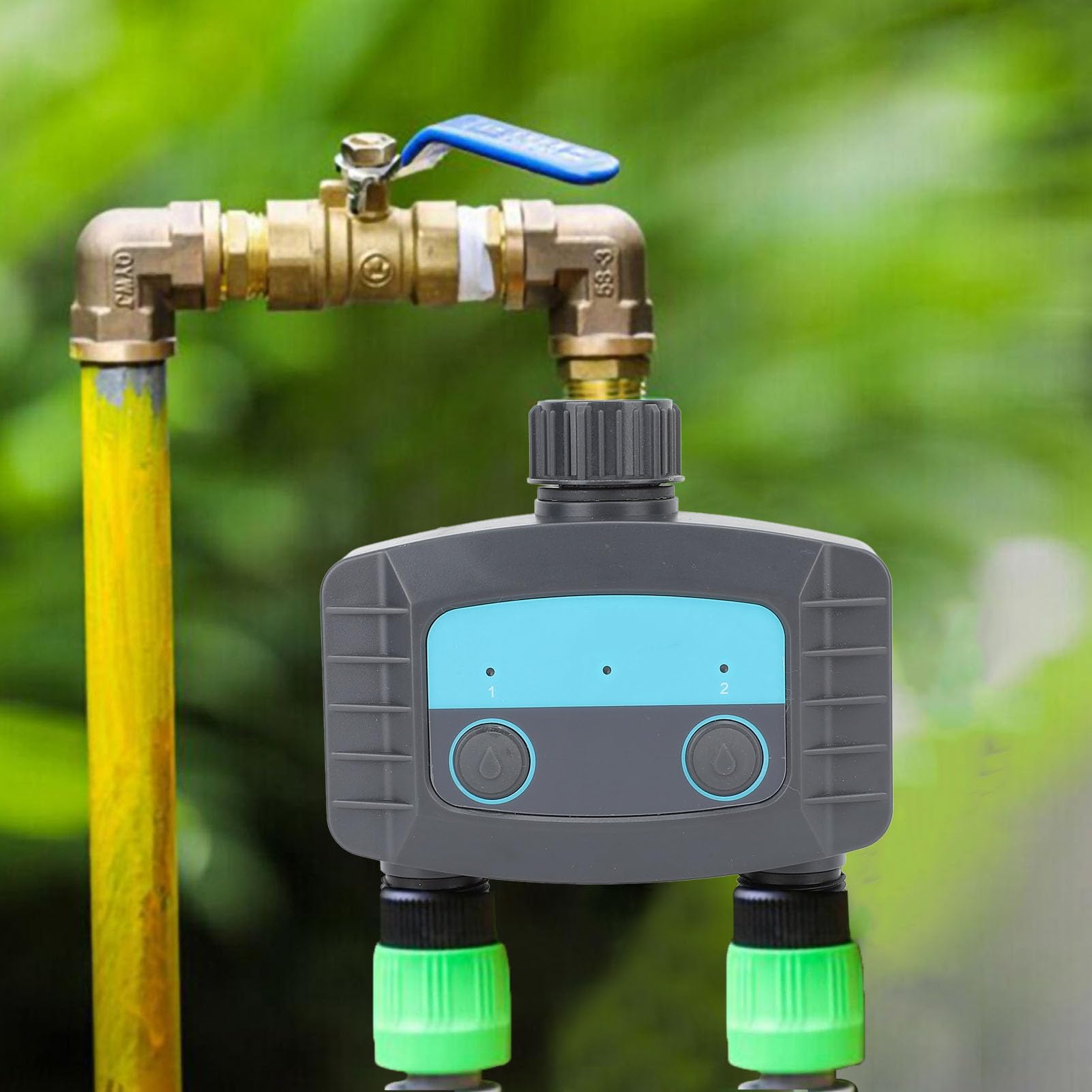 TOPINCN Temporizzatore per Irrigazione, Timer per Irrigazione Bluetooth con Controllo APP per Giardino Domestico, Prato, di Automatico a 2 Prese con Design
