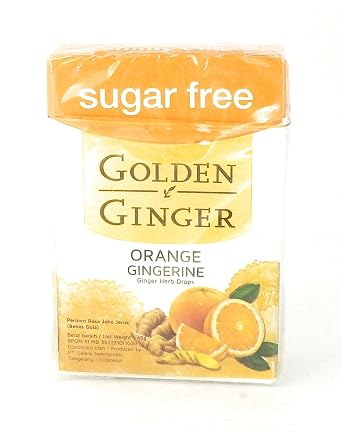 Golden Ginger Herb Drops Orange Gingerine sugar free, 45 Gram Pack of 4