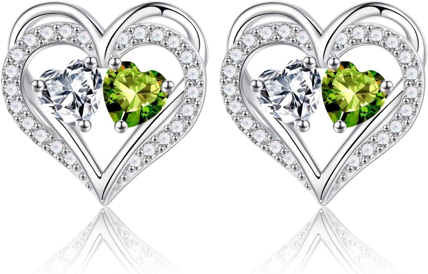 Iefil Valentines Day Gifts – 925 Sterling Silver Heart Birthstone Stud Earrings for Women Anniversary Birthday Gifts for Women Wife Girlfriend Mom