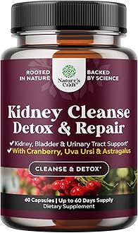 Advanced Kidney Support Supplement - Kidney Cleanse Detox & Repair Cranberry Extract Capsules with Uva Ursi, Stinging Nettle & Astragalus for Kidney health - Urinary Tract Health - 60 Caps