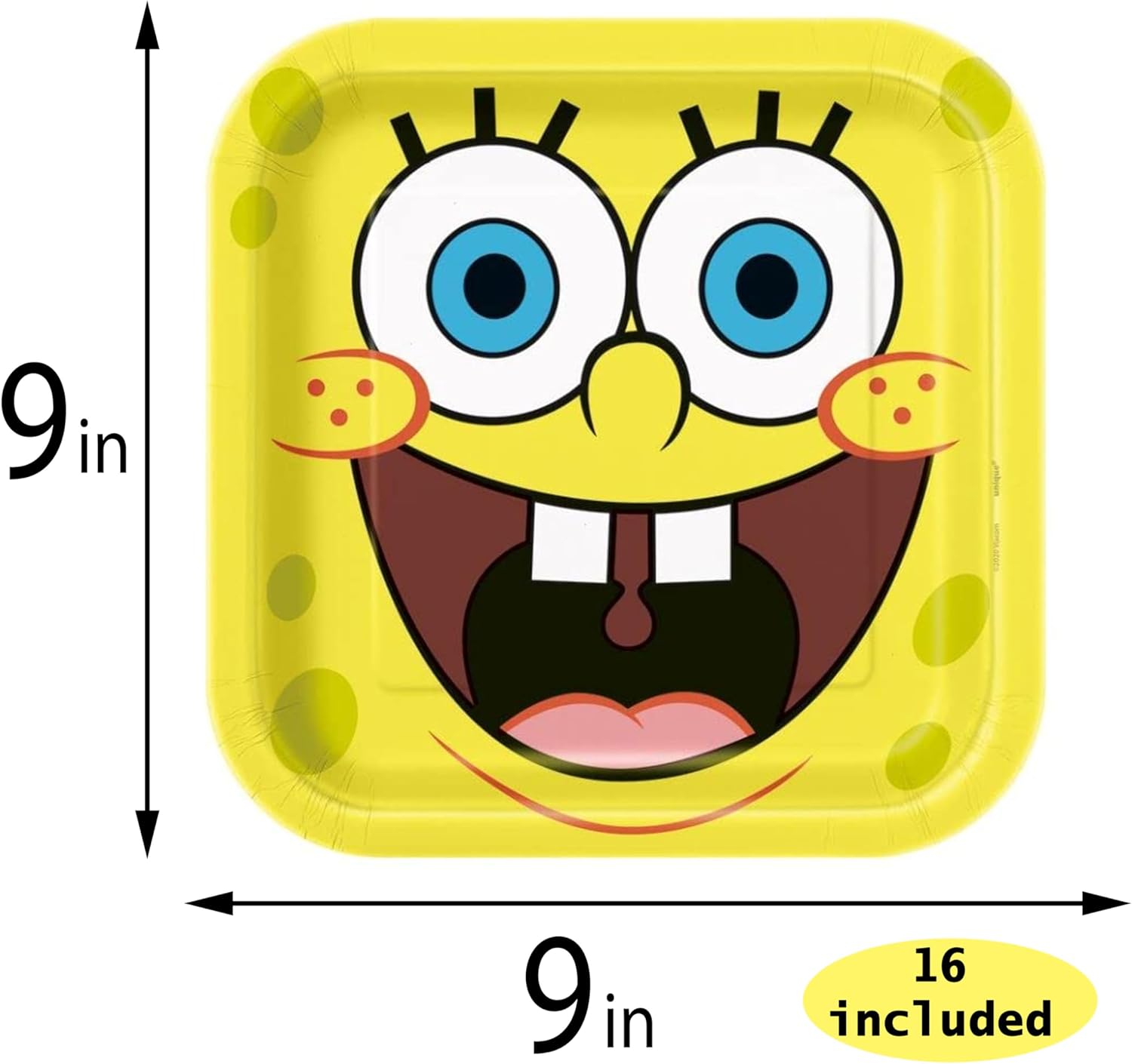 Bundle of 5 Items SpongeBob Party Supplies Pack Serves 16 Plates Napkins Cups and Table Cover Includes Birthday Candles - Image 2
