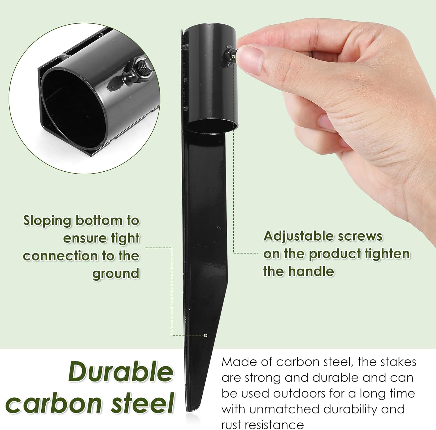 6Pcs Carbon Steel Tiki Torch Stakes 10.75 Inch,Heavy Duty Metal Solar Light Stake Ground Spike,Universal Outdoor Metal Stakes for Solar Lights Landscape Lamps Pole Holder Outdoor Garden - Image 3