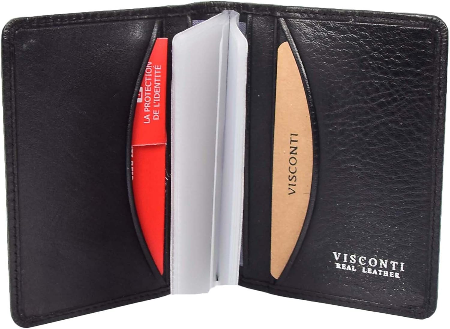 House Of Leather RFID Protected Small Bi-fold Wallet Notecase Credit Cards Holder HOL04, Black, Small, Bi fold