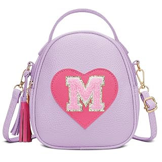 KKXIU Birthday Gifts for Girls Initial Little Girl Crossbody Bag Personalized Kids Toddler Purse with Tassel (Purple-M) - Amazon product rated Grade A