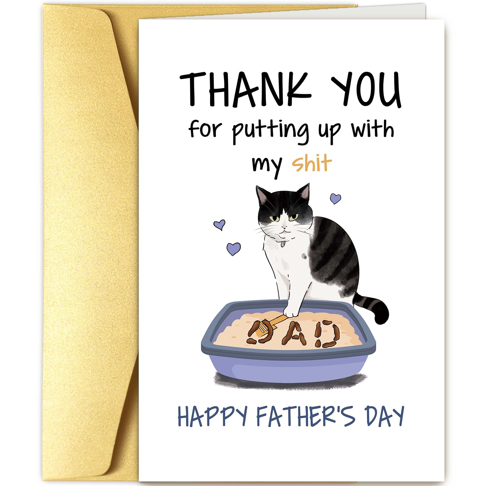 Goroar Cat Dad Fathers Day Card, Funny Father’s Day Card for Husband Dad, Fathers Day Gift for Men from Cat